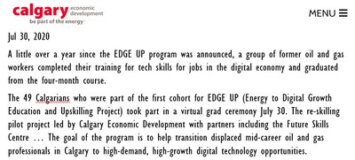 EDGE UP program for transitioning oil and gas workers to tech jobs