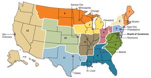 Map of the 12 Federal Reserve districts