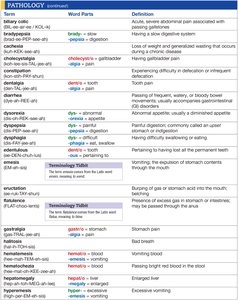 Pathology terms and definitions table 2