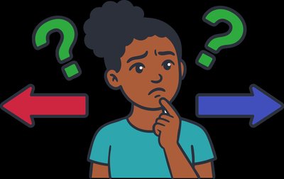 Person deciding between two options for 'di-' (two)