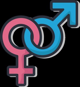 Male and female symbols for 'heter-' (different)