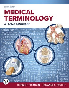 Medical Terminology textbook cover showing anatomical illustrations and word roots