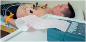 Patient undergoing electrocardiography