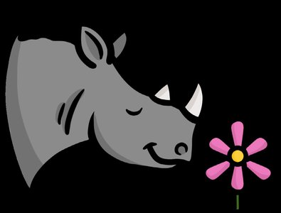 Rhino with flower