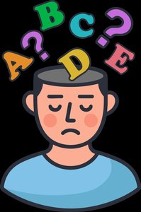 Person confused with letters