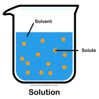 Beaker showing solvent and solute