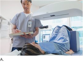 Patient undergoing bone densitometry