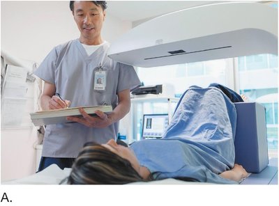 Patient undergoing bone mineral density test