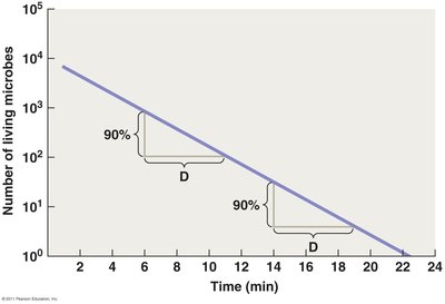 Decimal reduction time as a measure of microbial death rate