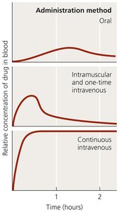 Effect of administration route on blood drug levels