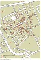 Map showing descriptive epidemiology of cholera outbreak