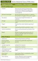 Table of industrial uses of microbes