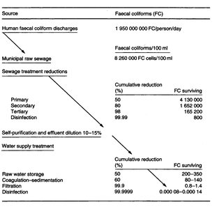 Faecal coliform reduction table
