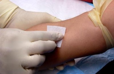 Alcohol swab used for skin disinfection