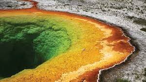 Colorful hot spring representing extreme environments inhabited by Archaea