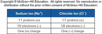 Sodium and chloride ion comparison table