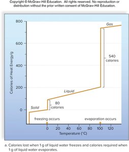 Heat energy required for phase changes in water