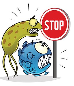 Bacteriostasis cartoon (inhibition of microbes)