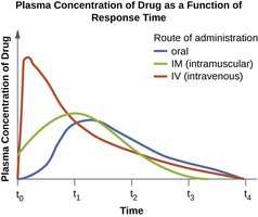 Effect of administration route on plasma drug levels