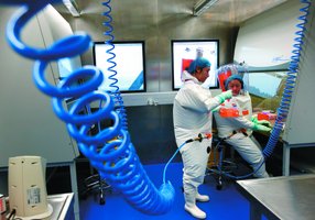 BSL-4 scientists working with level 4 biohazards