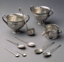 Ancient silver vessels and spoons, used for antimicrobial purposes