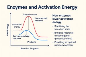 Enzymes lower activation energy