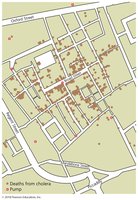 Map showing cholera deaths in London, 1854