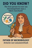 Cartoon of Leeuwenhoek, father of microbiology