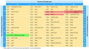 The genetic code table