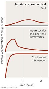 Effect of route of administration on blood levels