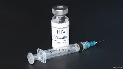 HIV vaccine vial and syringe