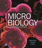 Microbiology textbook cover showing colored microbe cells