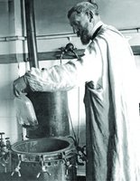 Louis Pasteur conducting experiments