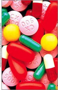 Assorted antimicrobial drug pills and capsules