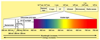 Electromagnetic spectrum showing types of radiation