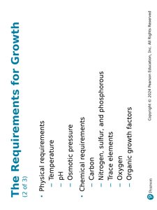 List of physical and chemical requirements for microbial growth