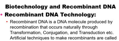 Definition of recombinant DNA technology