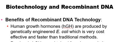 Benefits of recombinant DNA technology