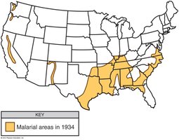 Historical malaria distribution in the USA