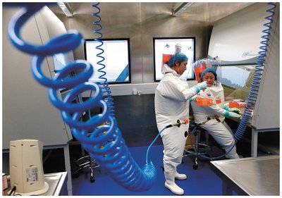 BSL-4 worker carrying Ebola virus cultures