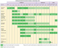 CDC recommended immunization schedule