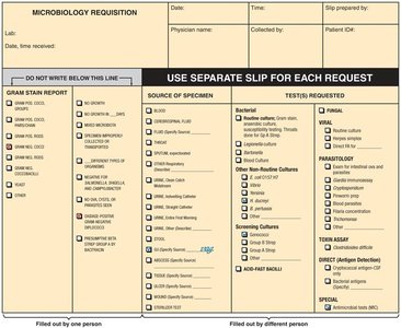Clinical microbiology lab requisition form