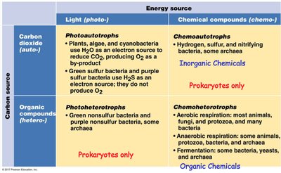 Nutritional types of organisms