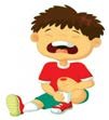 Child with bleeding knee, illustrating the role of platelets in clotting