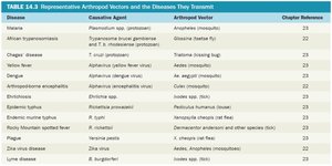 Table of representative arthropod vectors and the diseases they transmit