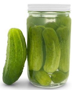 Jar of pickles as an example of food preservation by pickling