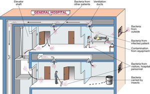 Modes of transmission of nosocomial infections in a hospital