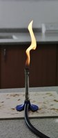 Bunsen burner flame for incineration