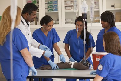 Health care workers in a clinical setting