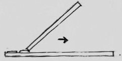 Spreading the mixture across the slide at a 45 degree angle